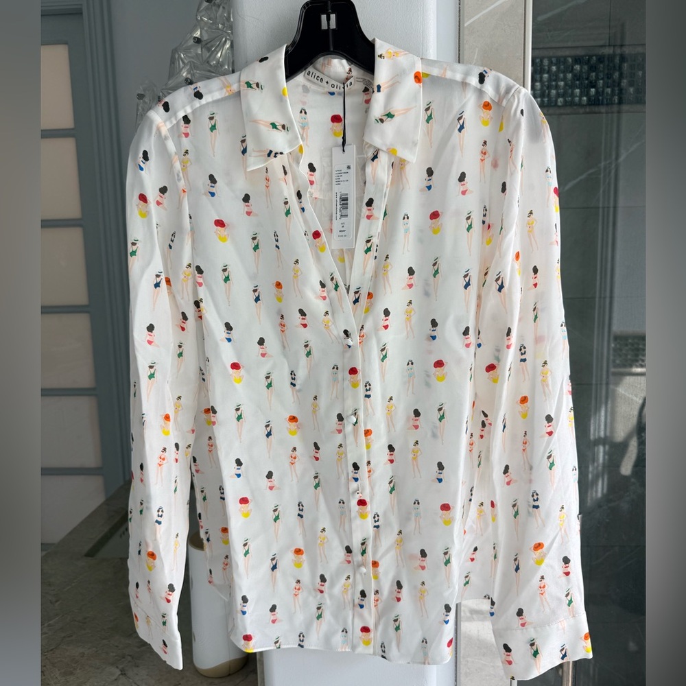 Alice + Olivia Eloise Printed Silk Blouse - Picture 6 of 16